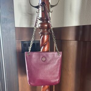 Elegant Burgundy Tory Burch Leather Shoulder Bag